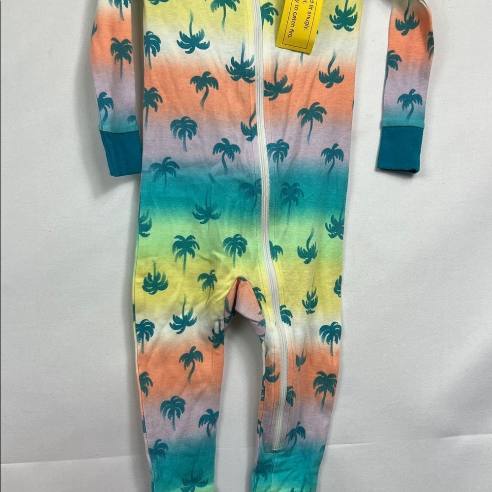 Cat & Jack palm tree one piece cotton Pajamas zip up size 24 months New - Picture 3 of 12